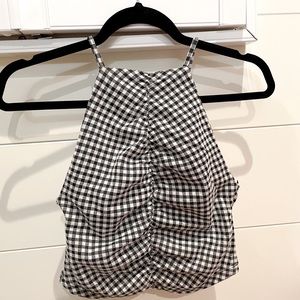 Zara halter neck tank, small, checkered
